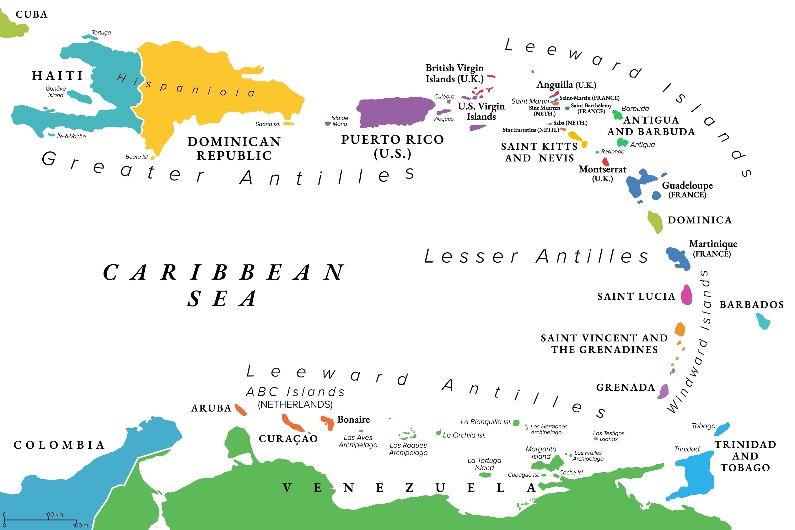 Caribbean Sea - Political Map Caribbean Sea - Political Map